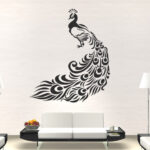 Waterproof Peacock Design Decorative Wall Sticker Black - 85x100 cm