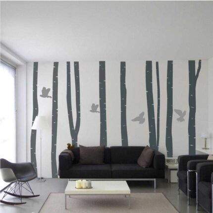 Grey Tree With Grey Birds Wall Decal - emarkiz-com.myshopify.com