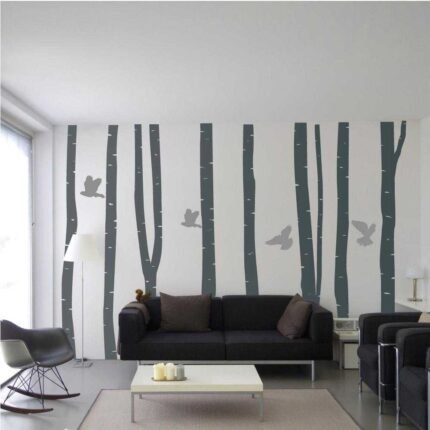 Grey Tree With Grey Birds Wall Decal - emarkiz-com.myshopify.com