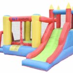 Inflatable Covered Bouncy Castle for Kids with Slide and Air Blower Pump - 280cm x 340cm  x 210cm