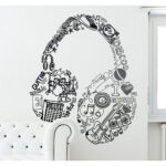Music Design Wall Sticker Black - 80x100 cm