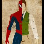 Spiderman Super Hero Half and Half Pop Art Wall Poster - 40 x 55 cm