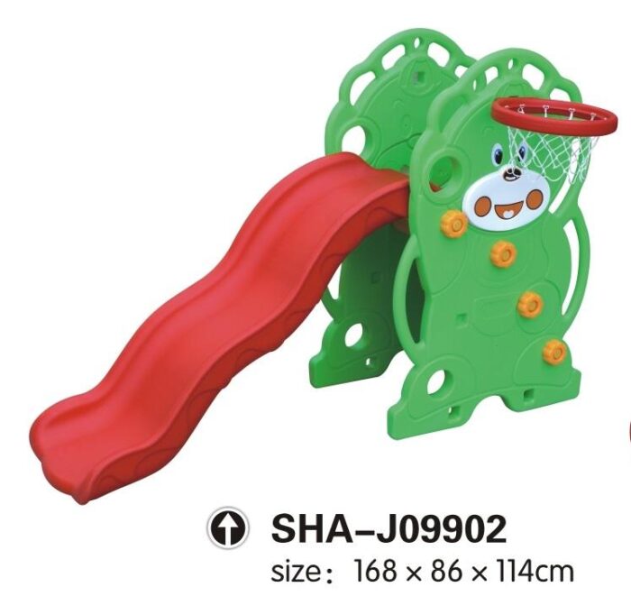 Kids Bear Green Slide & Basketball Rack for Indoor or Outdoor - Image 5