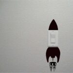 Rocket Launch Switch Wall Decal Sticker 10 x 10 cm