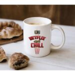 Netflix And Chill Printed Coffee Mug White/Red - 11 Oz
