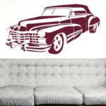 Burgundy Vintage Wall Decal 80 x 50 cm