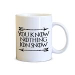 You Know Nothing Jon Snow, Game of Thrones Coffee Mug White/Black - 11 Oz