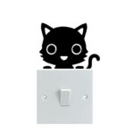 Cat Switch Wall Sticker Black 10x10 centimeter  SYW-117