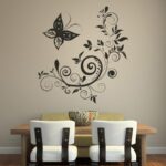 Butterfly And Dog Printed Wall Decal Sticker - 50x90 cm