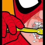 Spiderman Super Hero Brushing Pop Art Wall Poster - 40 x 55 cm