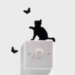 Cat and Butterfly Switch Wall Decal Sticker 10 x 10 cm