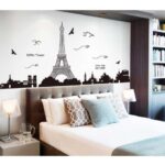 Eiffel Tower Bed Wall Decal 120 x 80 cm
