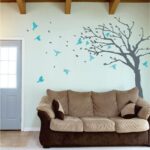 Tree Design Wall Sticker Blue/Grey 100x150 cm