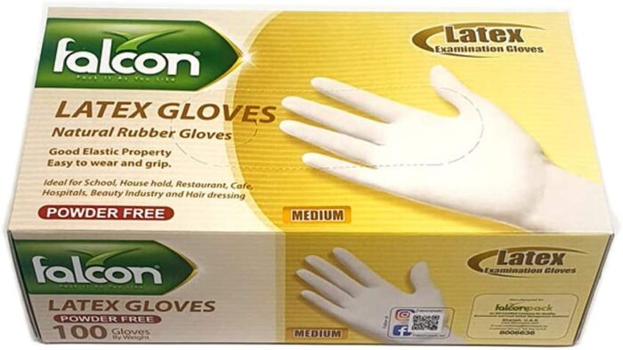 Disposable Gloves Latex White Box of 100 - Medium - Image 3
