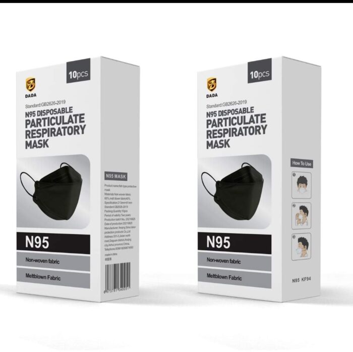 N95 FFP Non Woven 3 Layer Fiber Filter Face Mask 10Pcs - Black or White - Image 2
