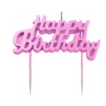 Pink Happy Birthday Candle Cake Topper