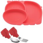 Red Hippo Baby Plate & Utensils Feeding Set