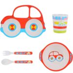 5 Pc Car Theme Kid's Plate & Cutlery Tableware Set