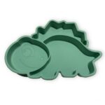 Dinosaur Silicone Baby Feeding Plate - Green