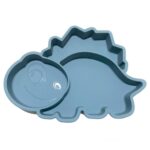 Dinosaur Silicone Baby Feeding Plate - Grey