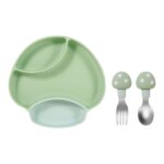 Silicone Baby Plate & utensils Feeding Set - Green