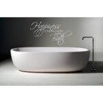 Bathroom Wall Sticker White - Happiness Is Taking A Long Warm Bath