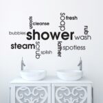 Bathroom Wall Sticker White Black - Shower