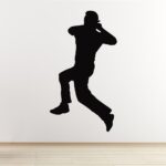 Wall Decals - Cricket Bowler Wall Sticker Black 50x90cm