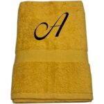 Embroidered For You Bath Towel 70x140cm Cotton Yellow Black Logo