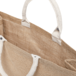 Laminated Juco Tote Bags with Gusset Natural Reusable Eco Friendly Shopping Bag (43.18 x 15.24 x 36.83 Cm) - Image 4