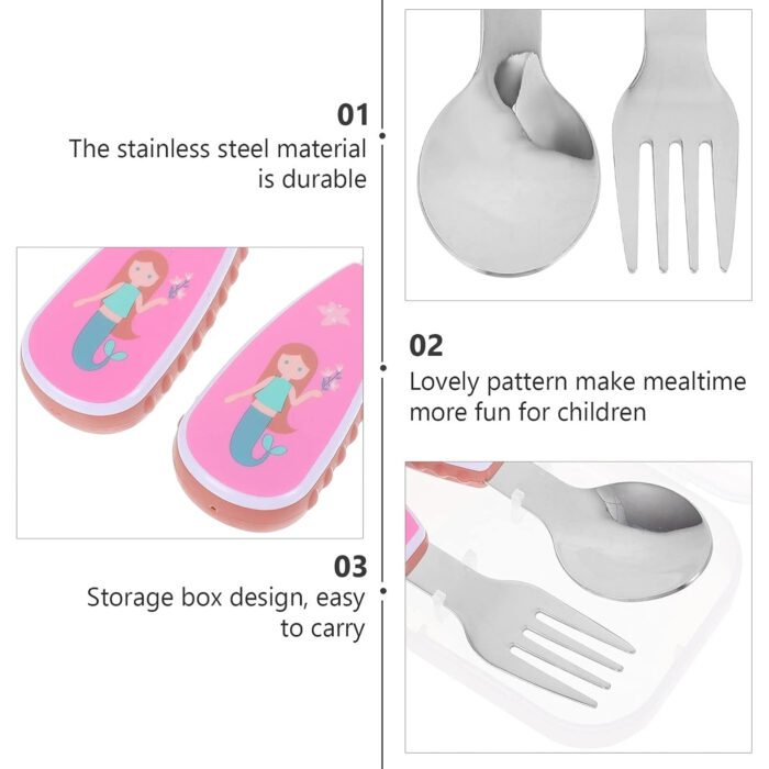 Kids Cutlery Set with Case – Mermaid - Image 4