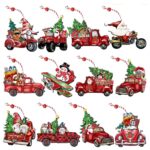 24 Pc Christmas Truck Wooden Tree Ornaments