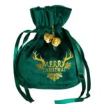 Merry Christmas Fabric Gift Bag - Green