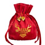 Merry Christmas Fabric Gift Bag - Red