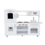 Wooden Kitchen Toys for Kids, White, 7pcs Utensils included, With Light and Sound