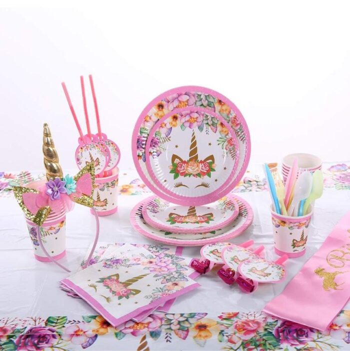 Unicorn Theme Disposable Tableware 16 items/set for 10 people  (136 pieces) - Image 3