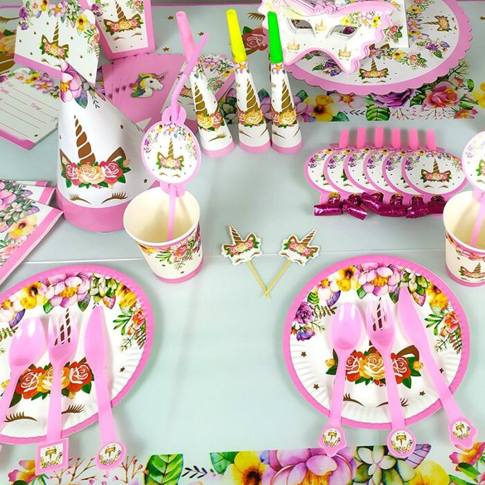 Unicorn Theme Disposable Tableware 16 items/set for 10 people  (136 pieces) - Image 2