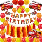 Fire Truck Theme Birthday Decoration Kit (45 pieces) - Fireman Sam Party Supplies