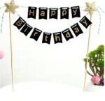 Black & Golden Glitter Happy Birthday Cake Topper For Birthday Decoration - Image 3