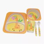 5Pcs/Set Bamboo Kids Dinnerware Set - Giraffe Tableware