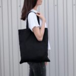 Black Cotton Flat Tote Sustainable Bag (Plain) 38 x 42 cm - Image 3