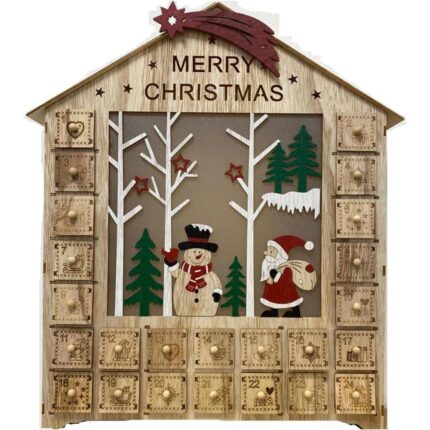 LED Wooden Christmas Advent Calendar, Countdown to Christmas Decoration