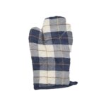 Orchard Gloves And Pot Holder- Denim Blue And Caramel Checks - Image 2