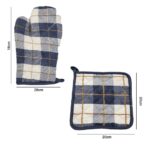 Orchard Gloves And Pot Holder- Denim Blue And Caramel Checks - Image 4