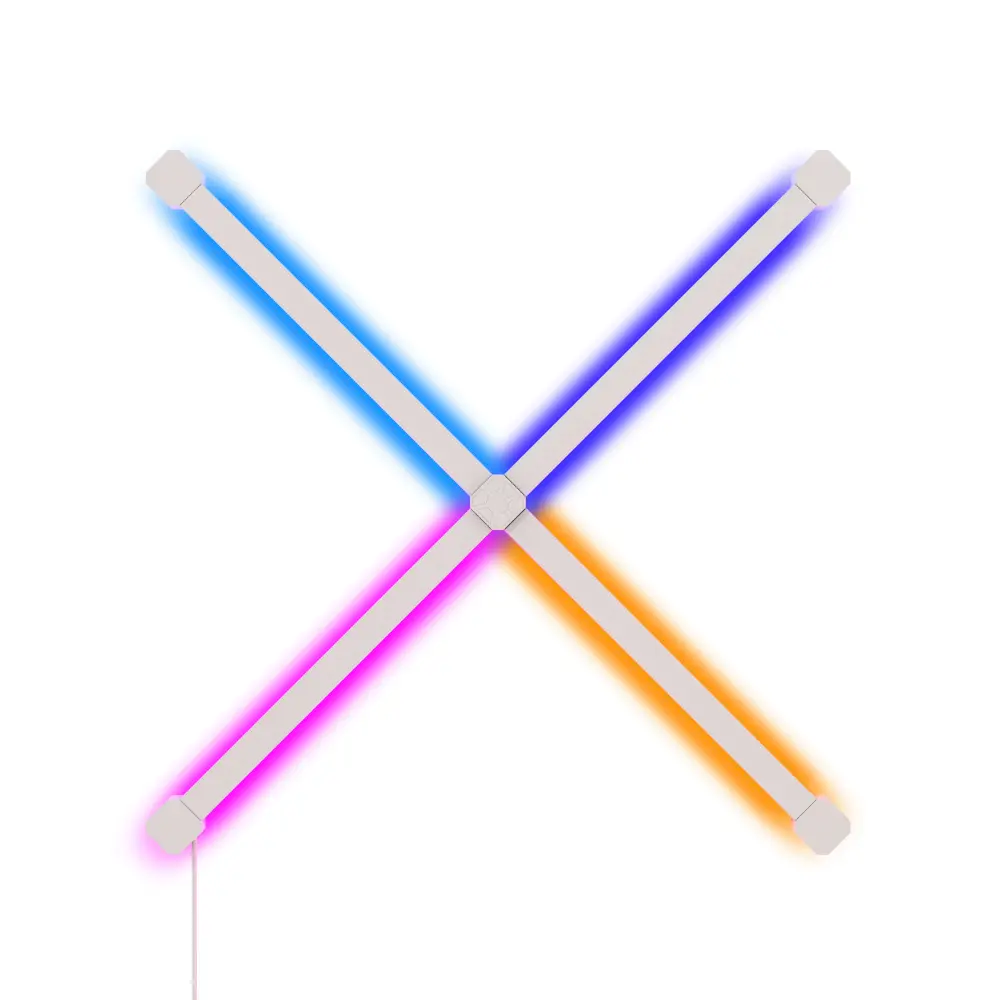 Nanoleaf LINES Squared Starter Kit |New 90 Degrees Connector, Smart WiFi LED System w: Music Visualizer, Instant Wall Decoration, Home:Office Use, 16M+ Colors, UK 3-Pin Plug Type - 4 packs Nanoleaf LINES Squared Starter Kit | New 90 Degrees Connector, Smart WiFi LED System - 4 packs - Image 1