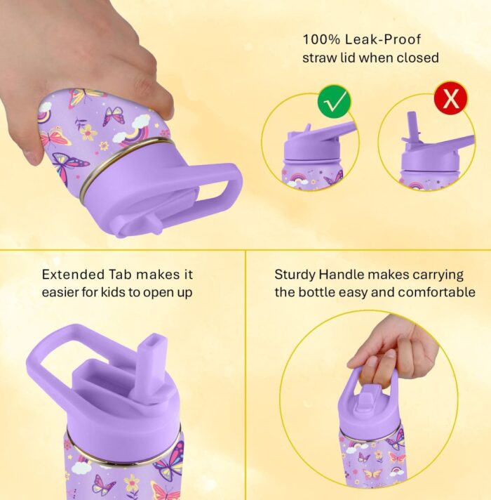 Essen Stainless Steel Water Bottle - Butterfly 414ml - Image 4