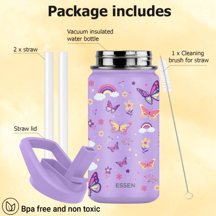 Essen Stainless Steel Water Bottle - Butterfly 414ml - Image 5