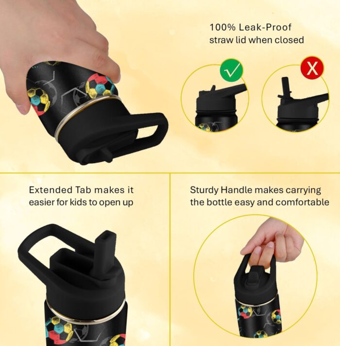 Essen Stainless Steel Water Bottle - Football 414ml - Image 4