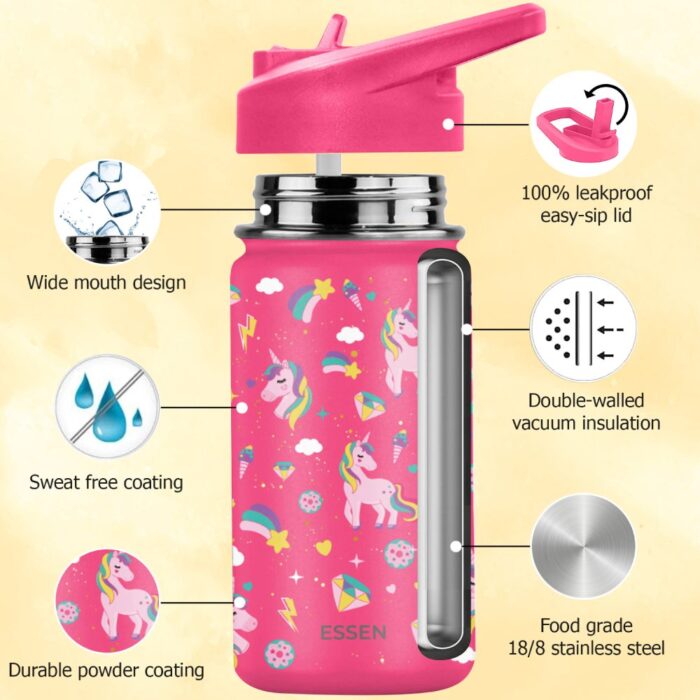 Essen Stainless Steel Water Bottle - Unicorn 414ml - Image 3