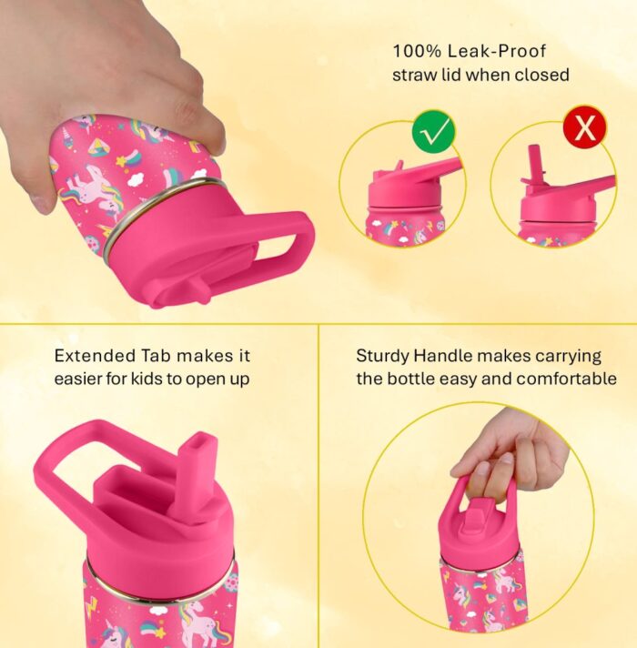 Essen Stainless Steel Water Bottle - Unicorn 414ml - Image 4